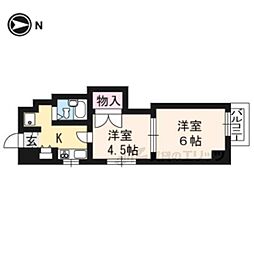 アビタ上賀茂 1階2Kの間取り