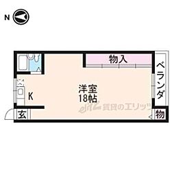 ハウスカタヤマ 2階ワンルームの間取り