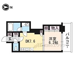 グラシオン西陣 6階1DKの間取り