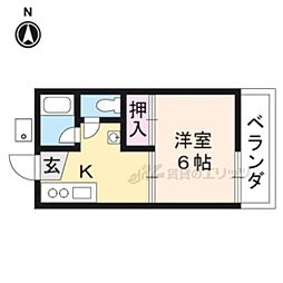 京都市営烏丸線 北山駅 徒歩4分の賃貸アパート 2階1Kの間取り