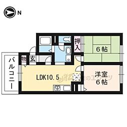 シャトードゥヴェール 2階2LDKの間取り