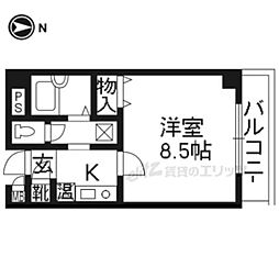 京都市営烏丸線 今出川駅 徒歩18分の賃貸マンション 6階1Kの間取り