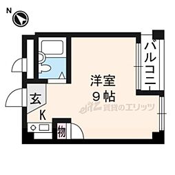 シャンブル 3階1Kの間取り