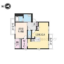 バウム西賀茂 1階1LDKの間取り