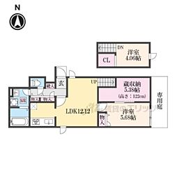 ＢｅｌｌｅＬｅａｄ御所東 1階2LDKの間取り