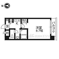 京阪本線 出町柳駅 バス6分 北白川下車 徒歩1分の賃貸マンション 5階1Kの間取り