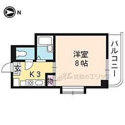 京福電気鉄道北野線 北野白梅町駅 徒歩17分の賃貸マンション 4階1Kの間取り