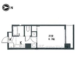 京都市営烏丸線 今出川駅 徒歩9分の賃貸マンション 3階1Kの間取り