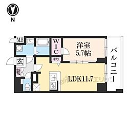 プレサンス京都北野白梅町 4階1LDKの間取り