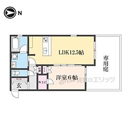 プランドール大宮 1階1DKの間取り