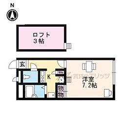 レオパレスセヴィル宝ヶ池 2階1Kの間取り