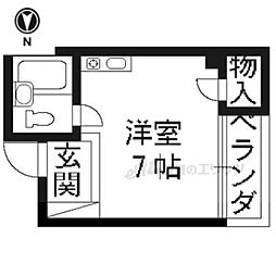 クレストハイツ 4階ワンルームの間取り