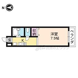 メイプル渡辺II 1階1Kの間取り