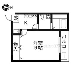 京都市営烏丸線 丸太町駅 徒歩14分の賃貸マンション 4階1Kの間取り