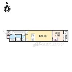 ＬａＦｉｔｅＳＨＩＭＯＧＡＭＯ 3階1LDKの間取り