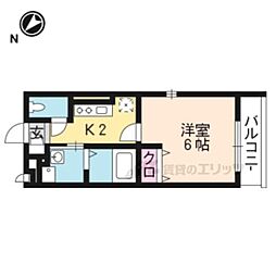 Ａｍｏｕｒ賀茂川 2階1Kの間取り
