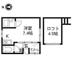 グランシャリオ 2階1Kの間取り
