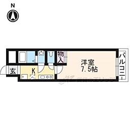 グランドフェニックス二条城 2階1Kの間取り