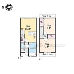 叡山電鉄叡山本線 修学院駅 徒歩12分の賃貸アパート 1階2LDKの間取り