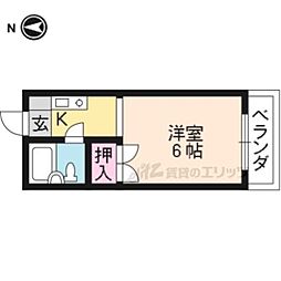 佳北マンション 2階1Kの間取り
