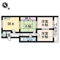シャトー岩松 1階3DKの間取り