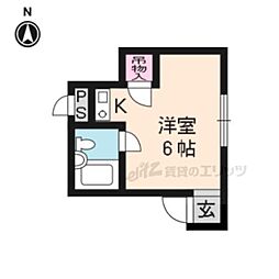 京福電気鉄道北野線 北野白梅町駅 徒歩8分の賃貸マンション 1階ワンルームの間取り