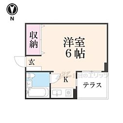 京都市営烏丸線 今出川駅 徒歩5分の賃貸マンション 3階1Kの間取り