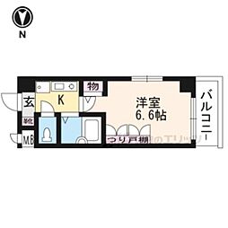 京福電気鉄道北野線 北野白梅町駅 徒歩3分の賃貸マンション 4階1Kの間取り