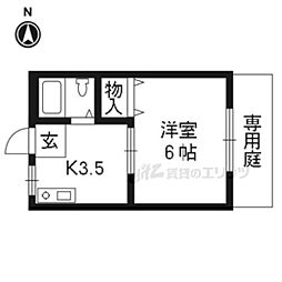 叡山電鉄叡山本線 修学院駅 徒歩10分の賃貸アパート 2階1Kの間取り