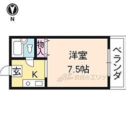 京阪本線 出町柳駅 バス10分 錦林車庫前下車 徒歩7分の賃貸マンション 3階1Kの間取り