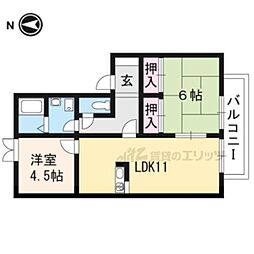 京都市営烏丸線 北山駅 徒歩7分の賃貸アパート 2階2LDKの間取り