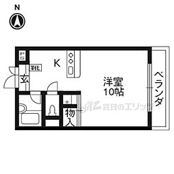 叡山電鉄叡山本線 修学院駅 徒歩9分の賃貸マンション 2階1Kの間取り