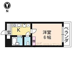 京都市営烏丸線 北山駅 徒歩13分の賃貸マンション 2階1Kの間取り