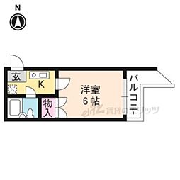 京都市営烏丸線 北山駅 徒歩13分の賃貸マンション 3階1Kの間取り
