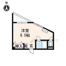 アルフィルク北山 1階1Kの間取り