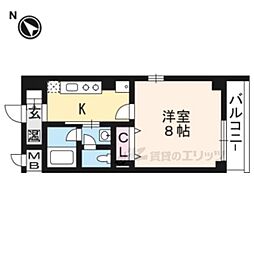 下鴨葵館 4階1Kの間取り