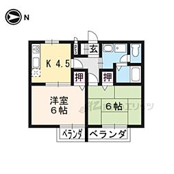 ウイングコート 1階2DKの間取り