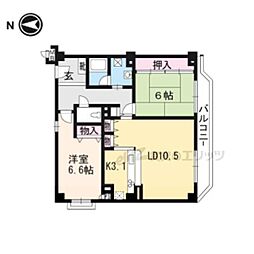 メゾン洛北 2階2LDKの間取り