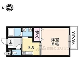 叡山電鉄叡山本線 宝ケ池駅 徒歩2分の賃貸アパート 2階1Kの間取り