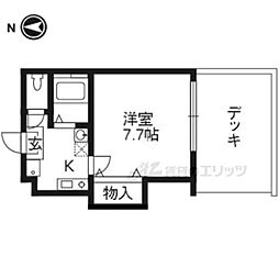 京都市営烏丸線 今出川駅 徒歩5分の賃貸マンション 1階1Kの間取り