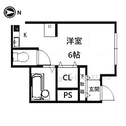 メゾン陽生 2階1Kの間取り
