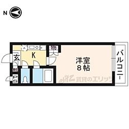 叡山電鉄叡山本線 一乗寺駅 徒歩6分の賃貸マンション 3階1Kの間取り
