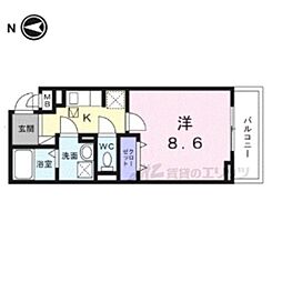 ヒカルサ京都大宮中林I 1Kの間取図画像