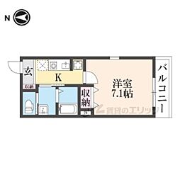 HKK728 1Kの間取図画像