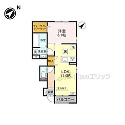 カルムベルフルール 1LDKの間取図画像