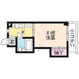 プレアール京都北山 1Kの間取図画像