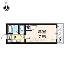 カーサオドイ 1Kの間取図画像