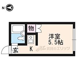 コーポ紫明 1Kの間取図画像