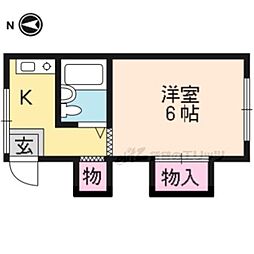たつみ荘2号館 1Kの間取図画像