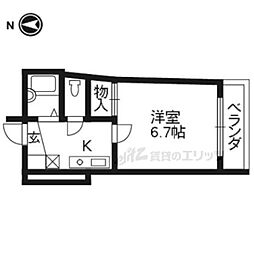 パープルゲート 1Kの間取図画像
